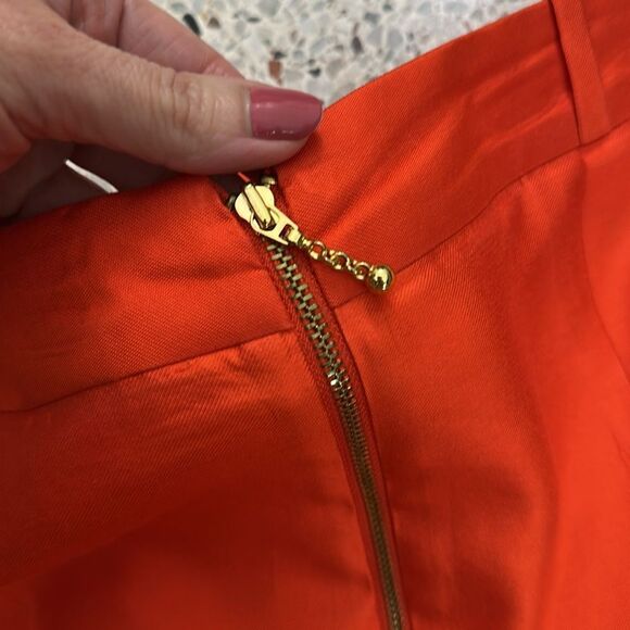 Kate Spade Orange coral silk mini skirt the rules lined 8 pockets back zip - Picture 9 of 9